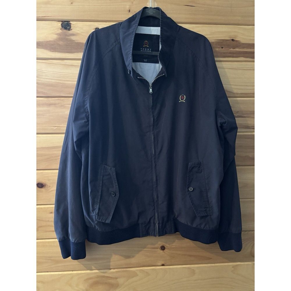 Tommy Hilfiger Men's XXL Jacket‎ Navy Blue Y2K Dad Coat Grandpacore Made 06